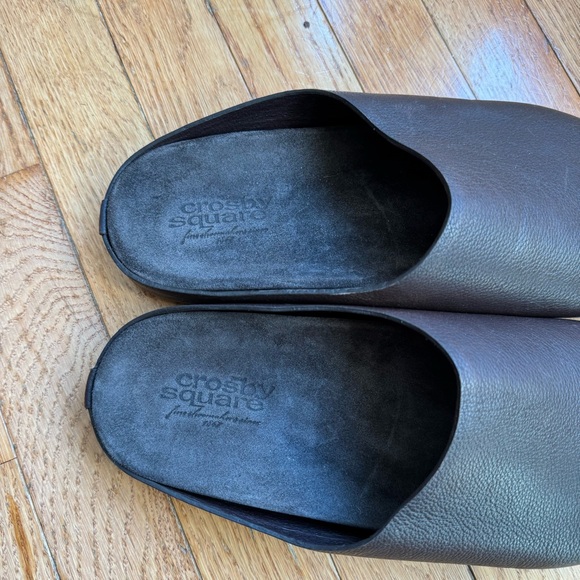 Crosby Square Men’s Chocolate Brown Leather Suede Lined Mules Clogs Size 9 - Picture 5 of 13